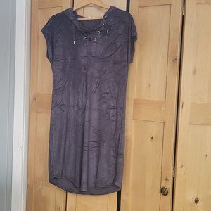 Soma Gray Terry Dress/Cover-Up w/Hood and Pockets, Size Large